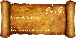 Csanak Gyula névjegykártya